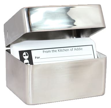 stainless steel recipe file box|Amazon.com: Metal Recipe Card Box.